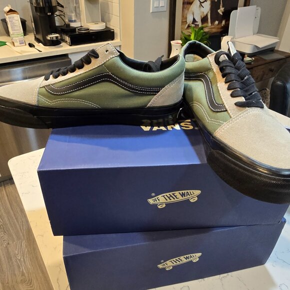 VANS Premium Old Skool 36 MENS SZ 12 Olive Green/Aluminum Grey Sneakers PARK - Picture 3 of 14